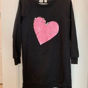 Girls Black Dress with Pink Sequin Heart